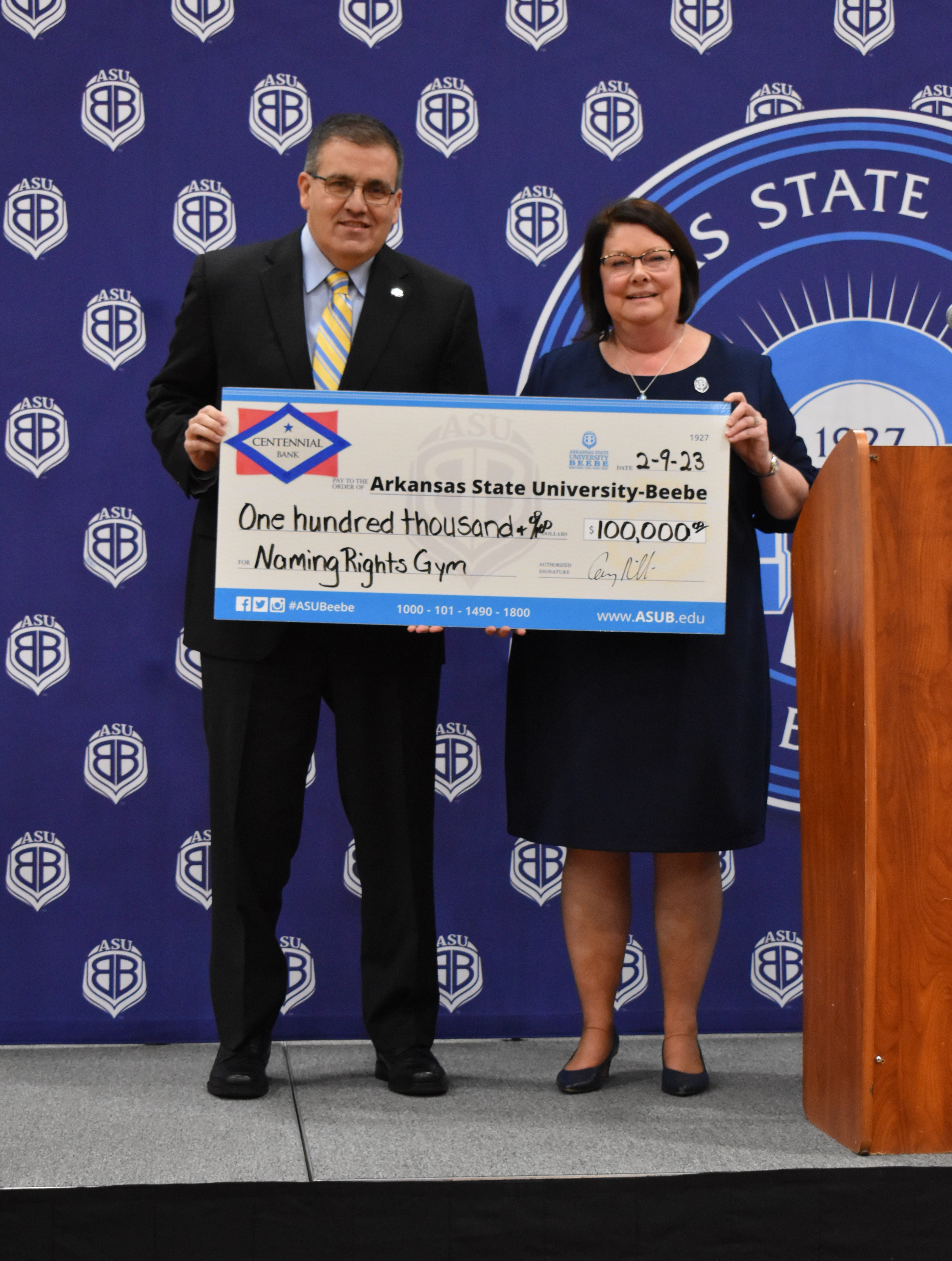 ASU-Beebe Receives $100,000 Gift from Centennial Bank for Gymnasium Naming,  Renovation